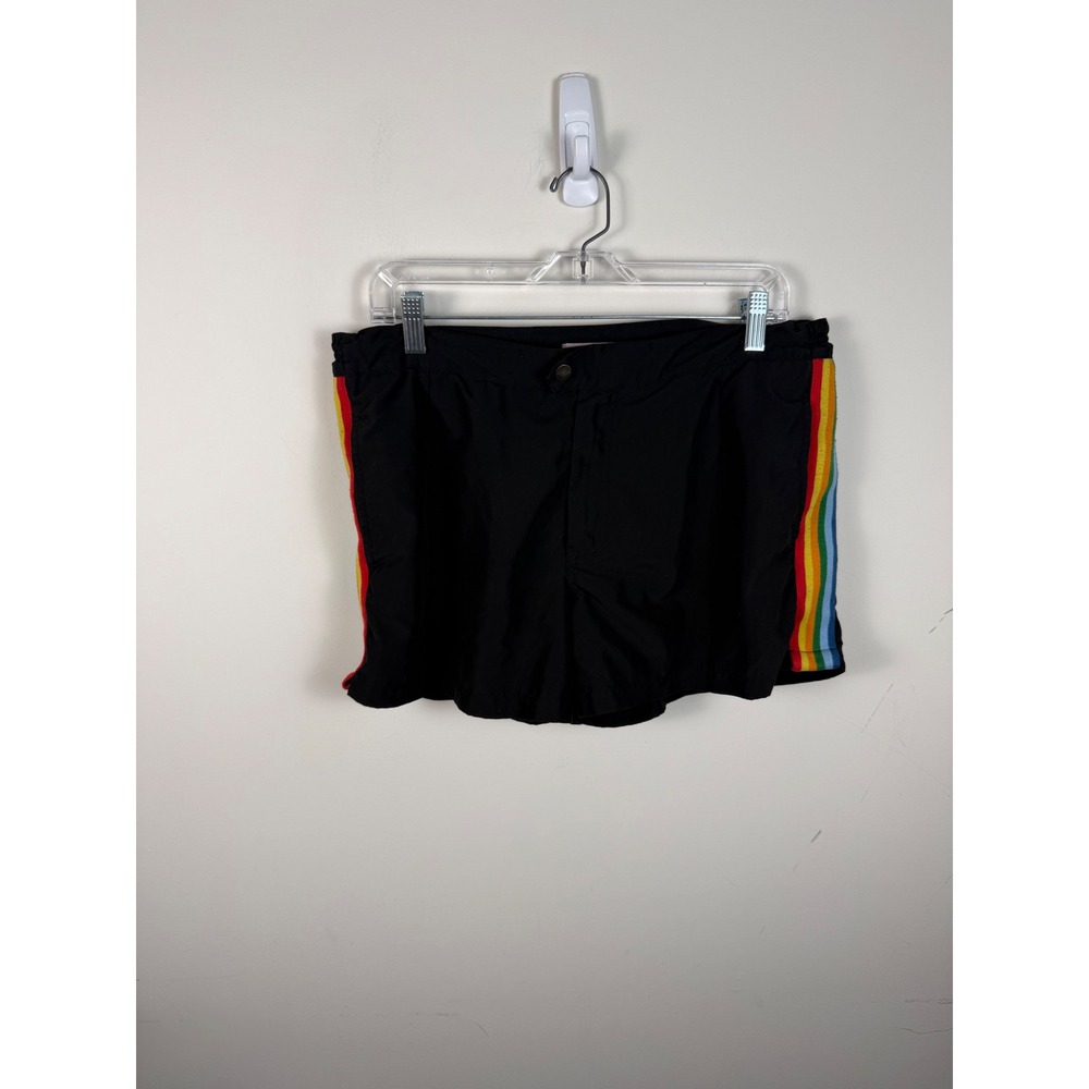 Palm Angels Mens Black Rainbow Stripe Swim Shorts Trunks Made in Italy Size XL - Picture 2 of 7